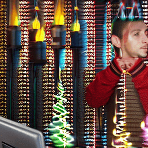 AI generated: Photo of a ultra realistic a young Azerbaijani IT specialist with a computer marvelling at the grand...