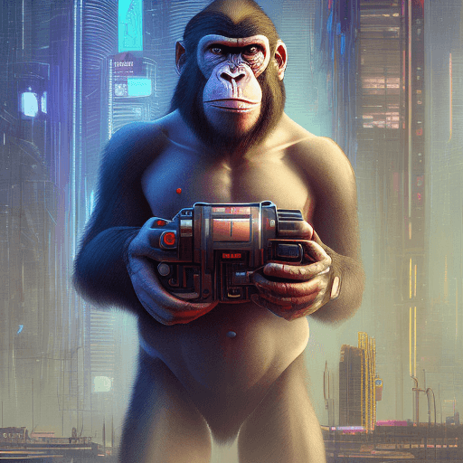 AI generated: Creat a NFT of the Bored Ape in the style of cyberpunk.