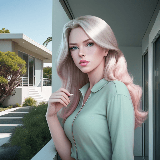 AI generated: Hyper realistic eye level exterior photo of a mid century modern style house overlooking the ocean, ...