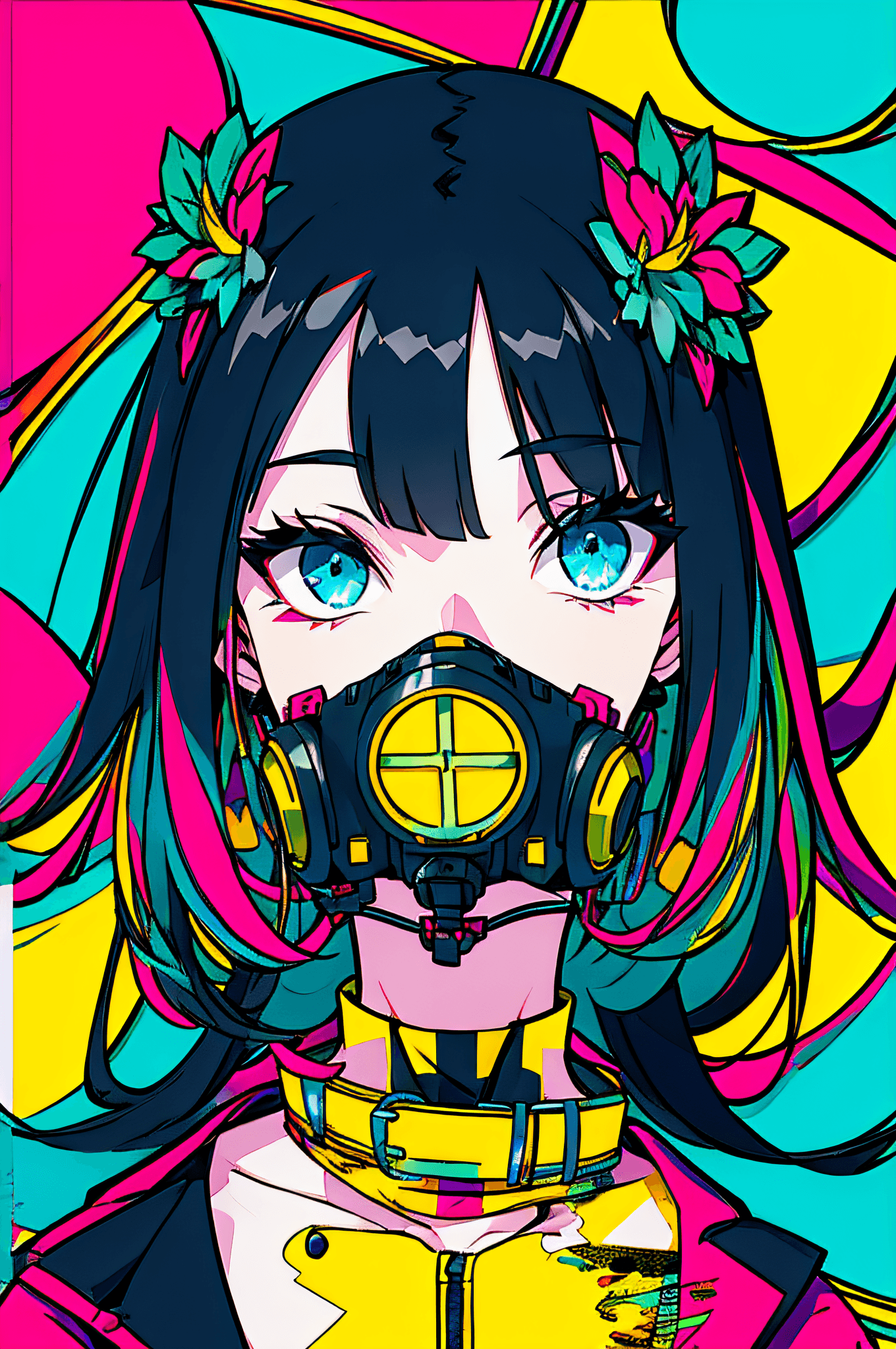 AI generated: absurdres, highres, ultra detailed, 1girl,(mask:1.2), BREAK , kaleidoscopic imagery, symmetrical pat...