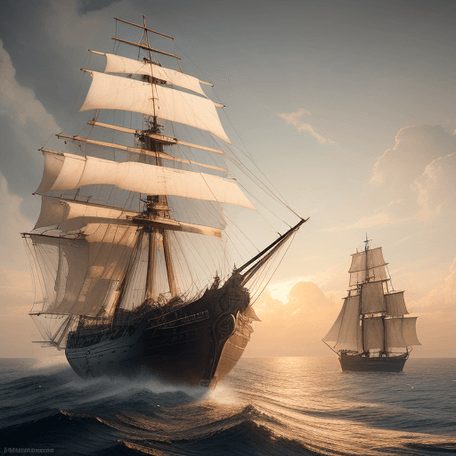 AI generated: Photo of a ultra realistic sailing ship, dramatic light, pale sunrise, cinematic lighting, battered,...