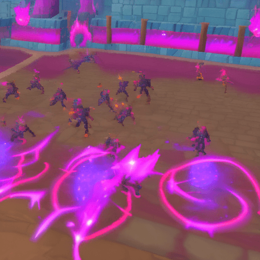 AI generated: little flamets skilling in oldschool runescape, include cybernetic colours, cosmic space fire pink a...