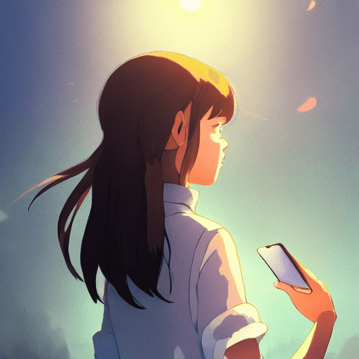 AI generated: woman holding an ipad with her hands, Digital 2D, animado por Kyoto Animatioby studio ghibli, makoto...