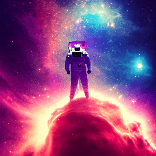 AI generated: An astronaut swimming through a nebula in space   space, astronaut, dreamlike, symbolism, surrealism...