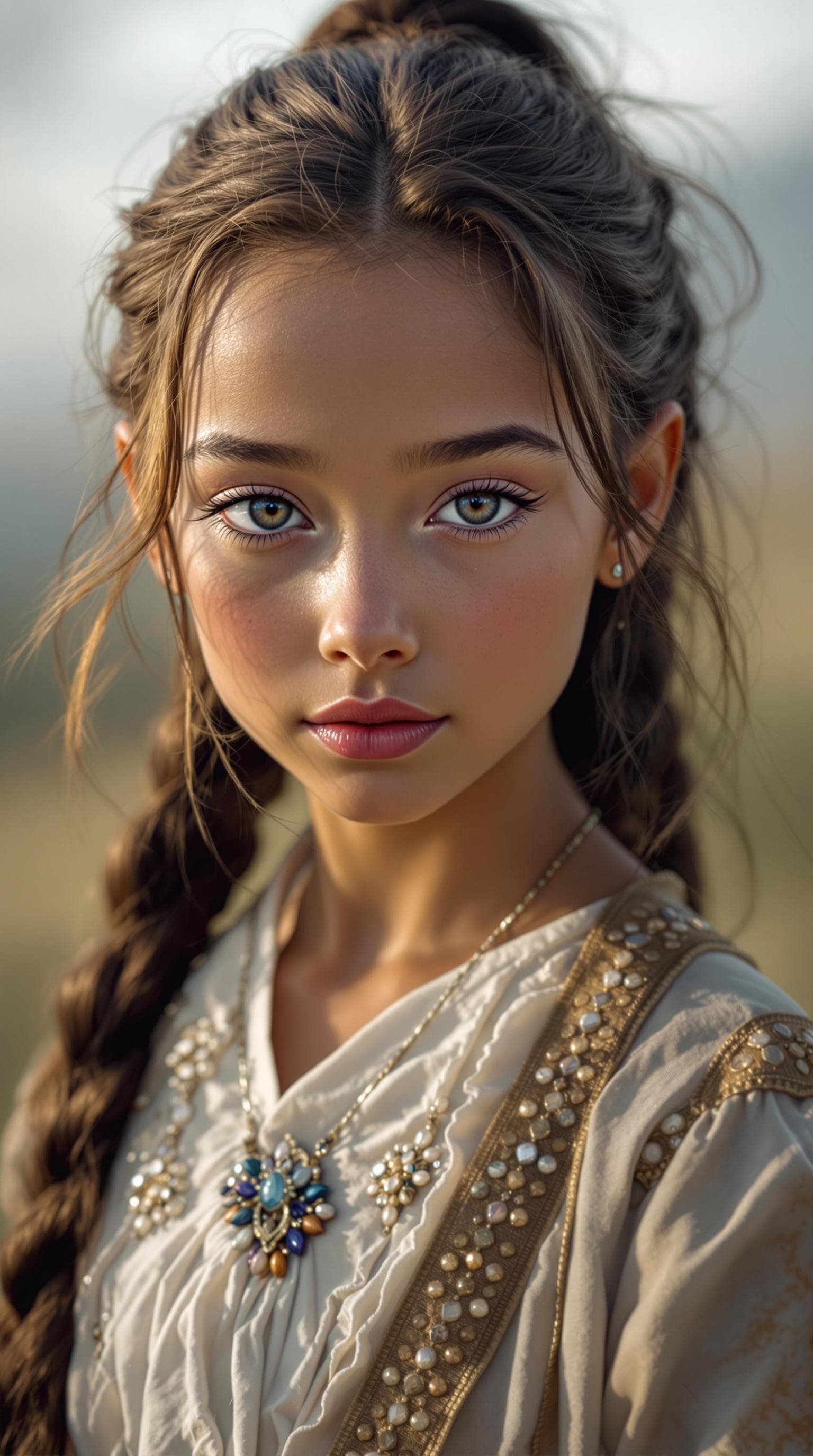 AI generated: a professional photo of a exceptionally beautiful girl in the world (age 9), (nine year old),  Egypt...