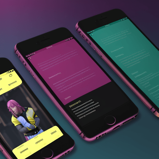 AI generated: A mobile app background, trades jobs, magenta, matt light green, blue, golden yellow 