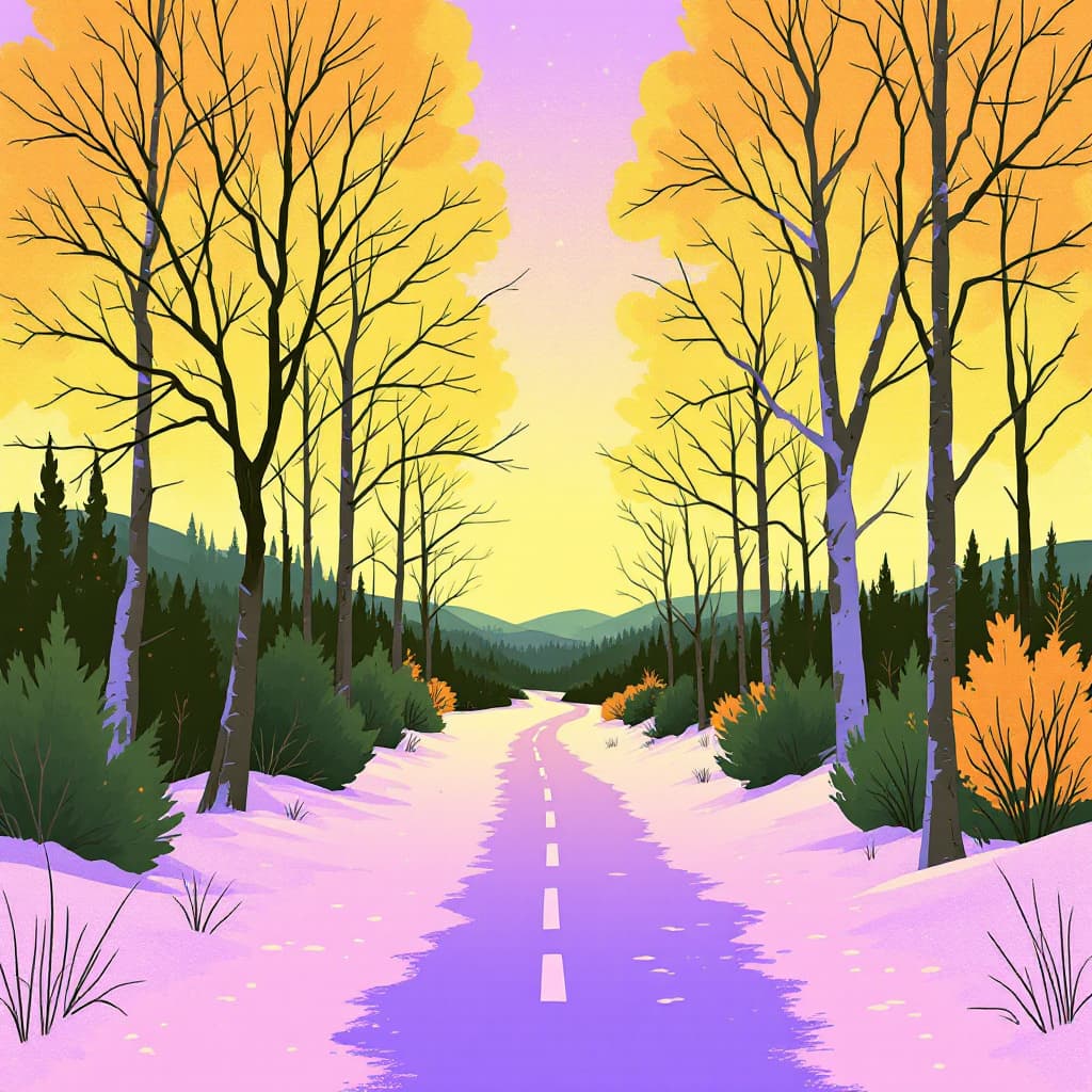 AI generated: Flat illustration, line art, Types of Minimalists, Tsutomu Nihei, purple line, pink highlight, rusti...