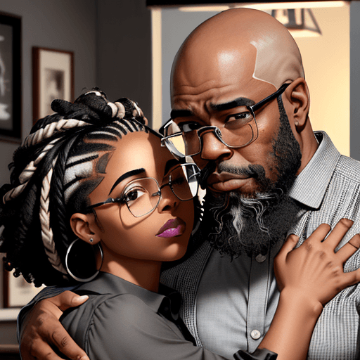 AI generated: High resolution photography bald african american male and light skinned hispanic woman the man has ...