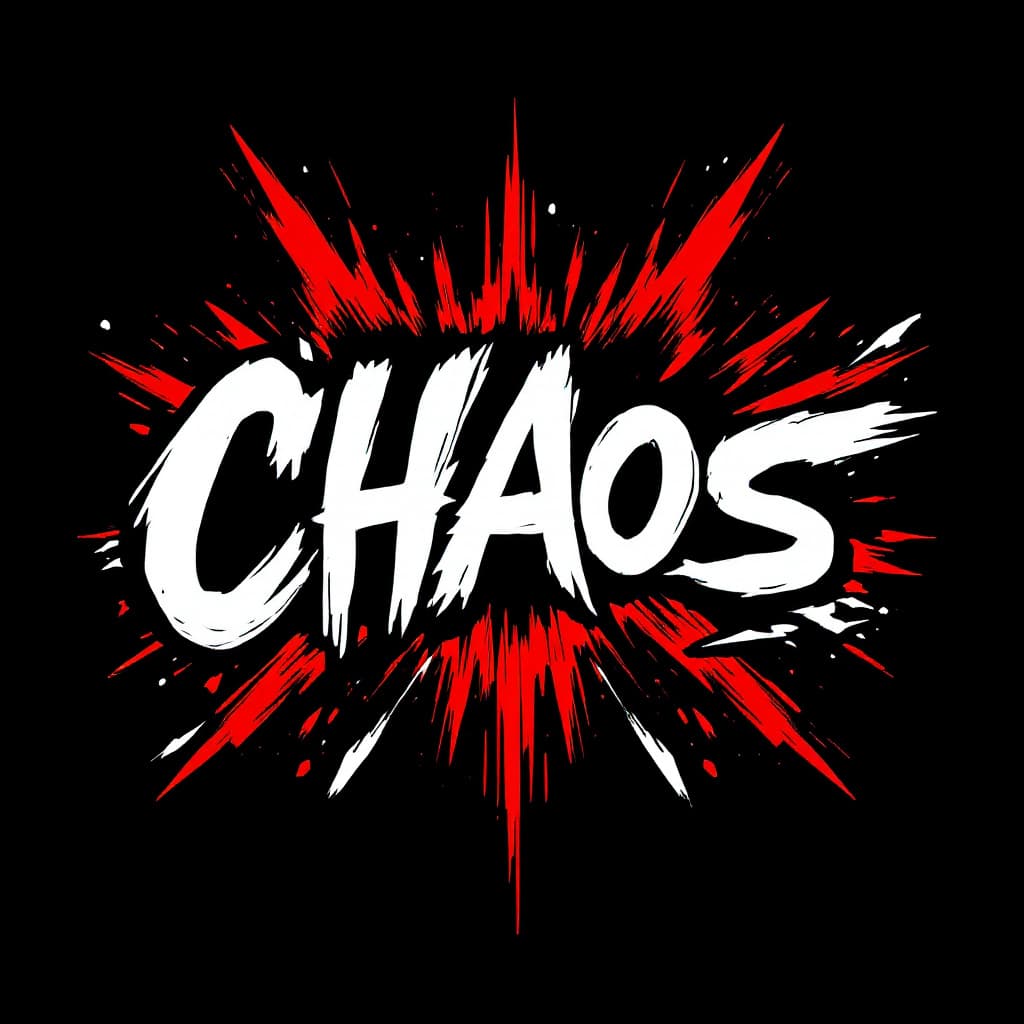 AI generated: A logo for the word "Chaos," with chaotic and dynamic elements, abstract design, featuring bold and ...