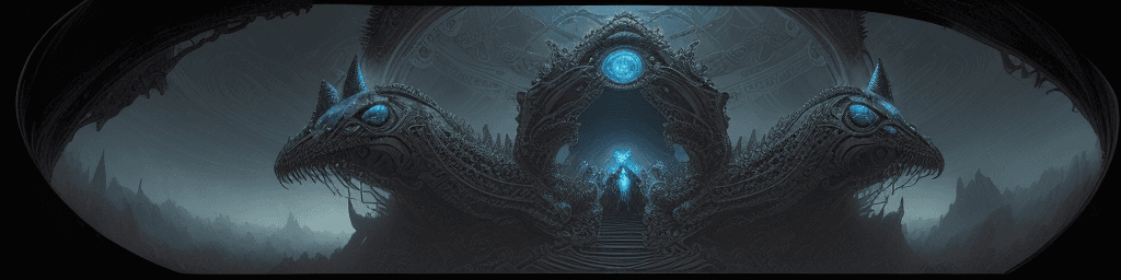 AI generated: computational complexity of the universe, symmetric, intricate geometry, ouroboros, insanely detaile...
