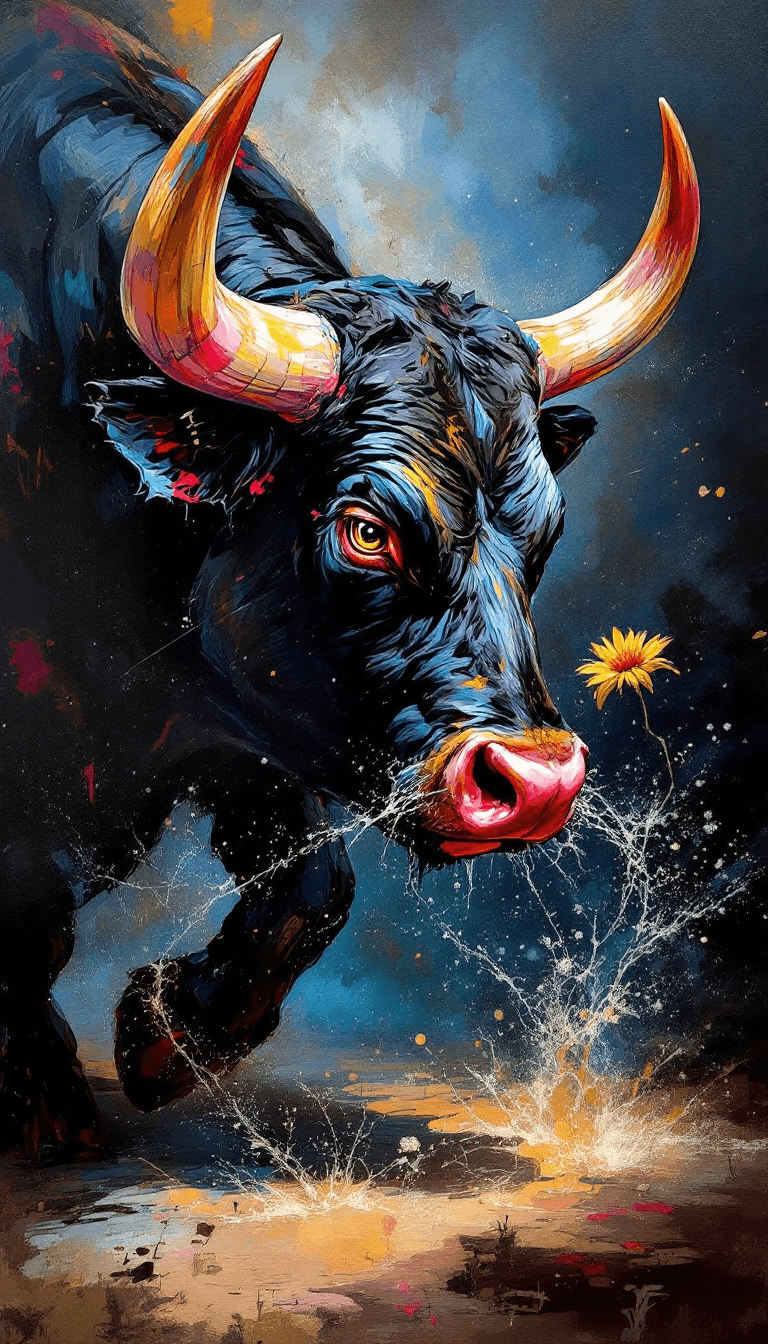 AI generated: a black fighting bull painting pastel colors, 16k, -ar 9:16 - - style 750 - -v 6.0 - Image