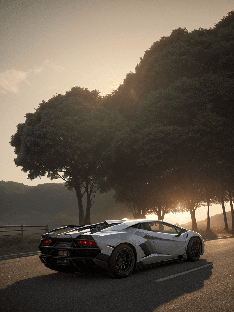 AI generated: Photo of a ultra realistic Lamborghini, dramatic light, pale sunrise, cinematic lighting, battered, ...