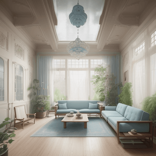 AI generated: High resolution photography interior design, dreamy sunken living room conversation pit, wooden floo...