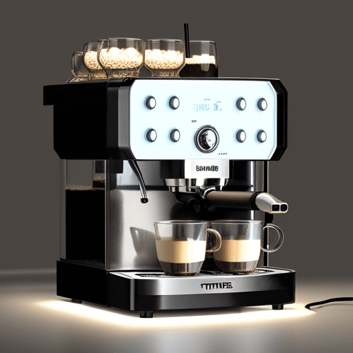 AI generated: coffe machine, minimalist style and leds with a triturator