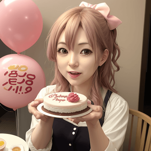 AI generated: Chisato hasagewa, eat cake 
