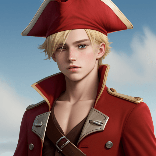 AI generated: --no hat. Pirate boy. 18 years old. English redcoat. blonde
