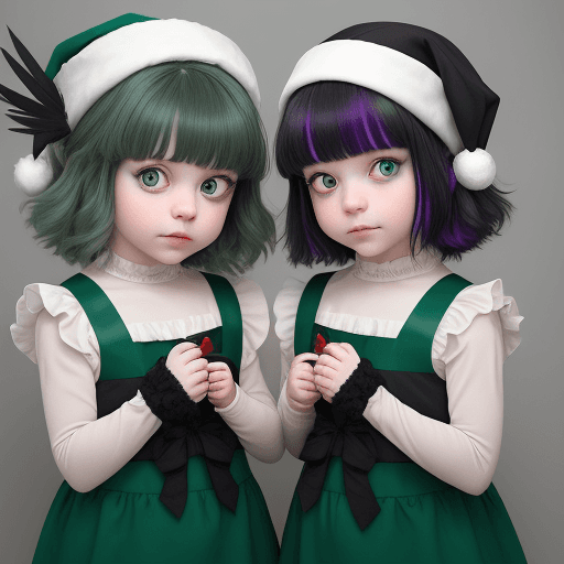 AI generated: Two green eye infants. The Gender of the infants are girls, there a taking pictures at a photo studi...