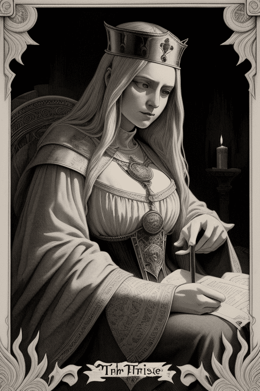 AI generated: the high priestess tarot card in the style of a 19th century engraving, trending on artstation, high...