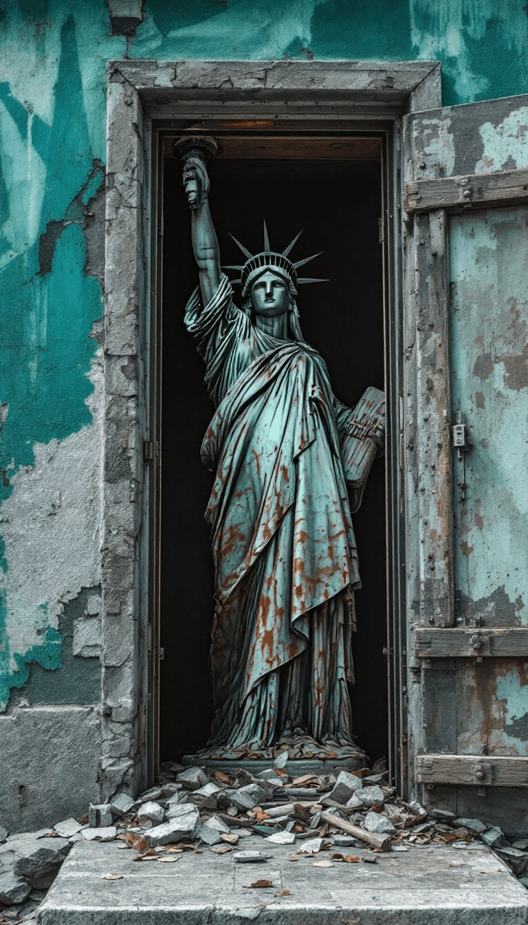 AI generated: A secret door inside the Statue of Liberty