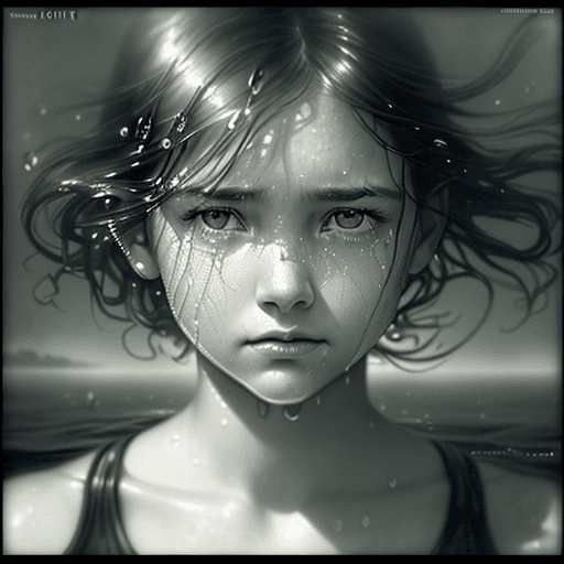 AI generated: a beautiful girl with water drops on her face, in the style of nathan wirth, dean cornwell, toni fri...