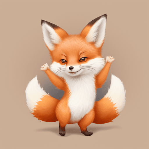 AI generated: Cute small Fox waving at me and smiling greeting 