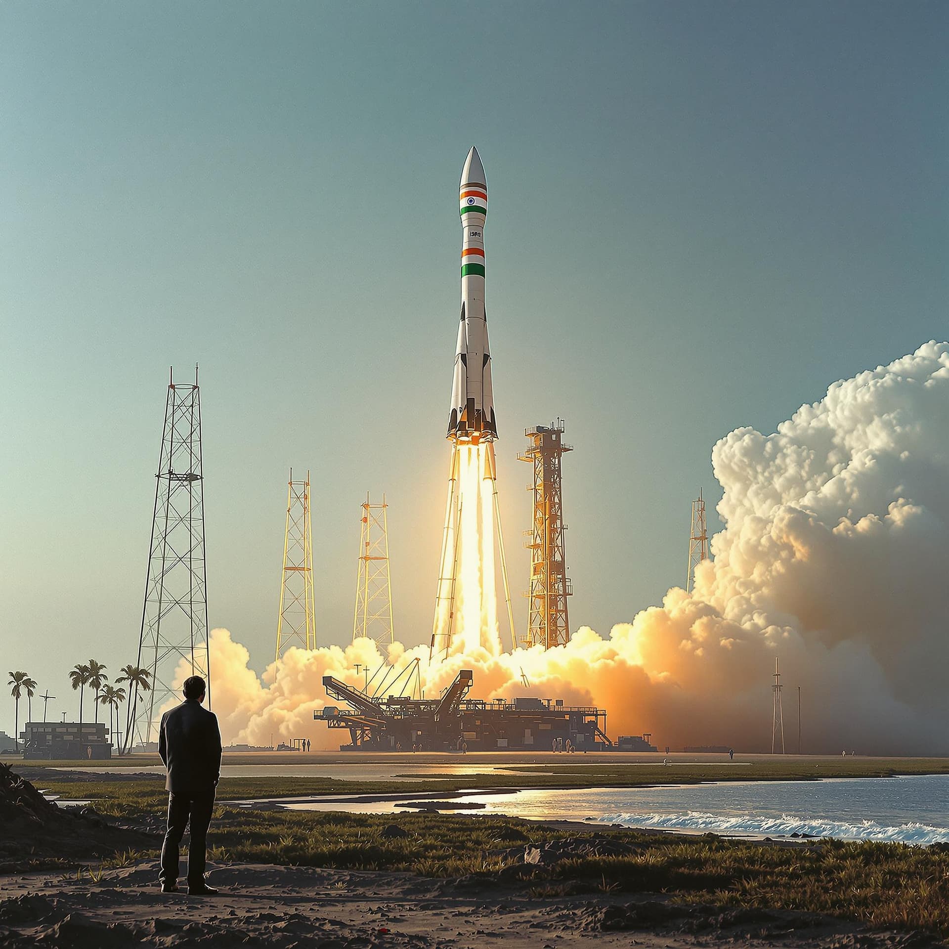 AI generated: ISRO ,india's space agency in its initial phase in 1970's ready to launch its first rocket with indi...
