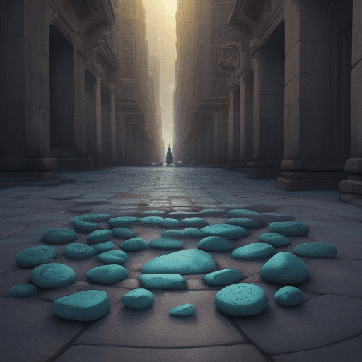 AI generated: The Whispering Stones: Mysterious stones scattered throughout the city, their surfaces aglow with an...