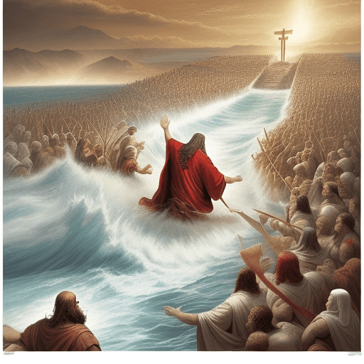 AI generated: Moses Parting the Red Sea, Digital Print, Exodus Old Testament, Sketches, Crossing the Red Sea, Jesu...