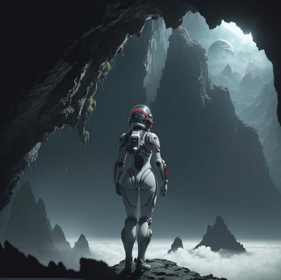 AI generated: (35mmstyle:1.2), Highly detailed RAW color Photo, Rear Angle, Full Body, of (female space marine, we...