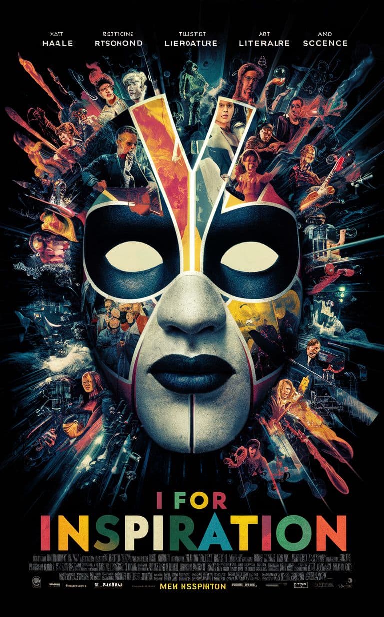 AI generated: Create a movie poster for "I for Inspiration," using the iconic V for Vendetta mask as a symbol of i...