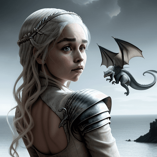 AI generated: daenerys targarien et son dragon