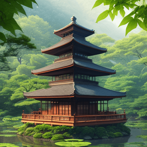 AI generated: tea pagoda leaf nature 8k logo --no text
