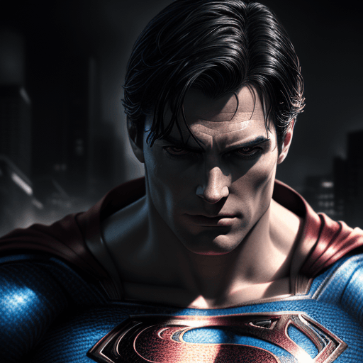 AI generated: Superman, in dynamic, atmosphere of darkness and horror, dramatic light, highly detailed, packed wit...