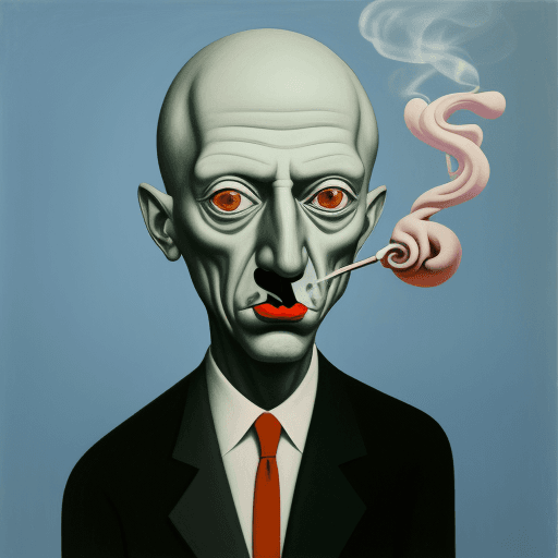AI generated: surrealist painting by Pablo Picasso, striking and bizarre images, floating, smoking --q 2 --s 750 -...