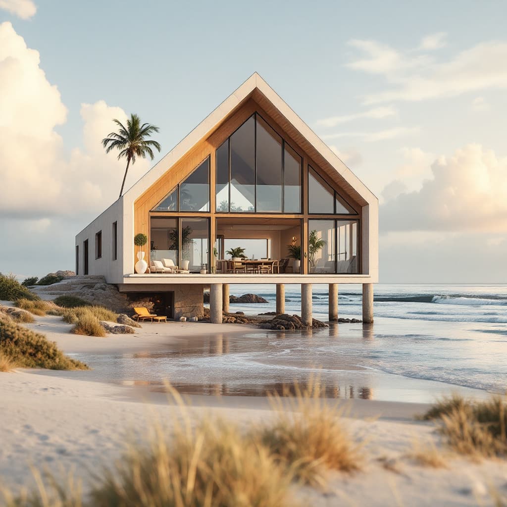 AI generated: create the house bauhaus on the beach