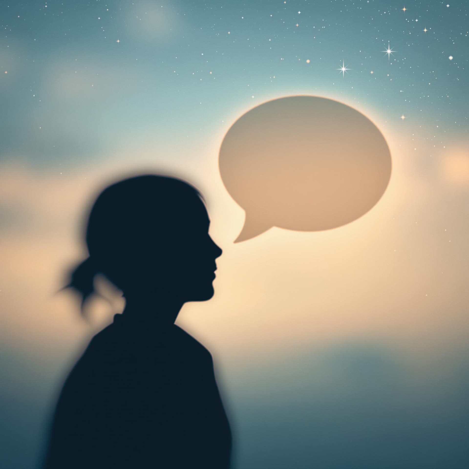 AI generated: A soothing background with a silhouette of a person and a calming speech bubble, representing empath...
