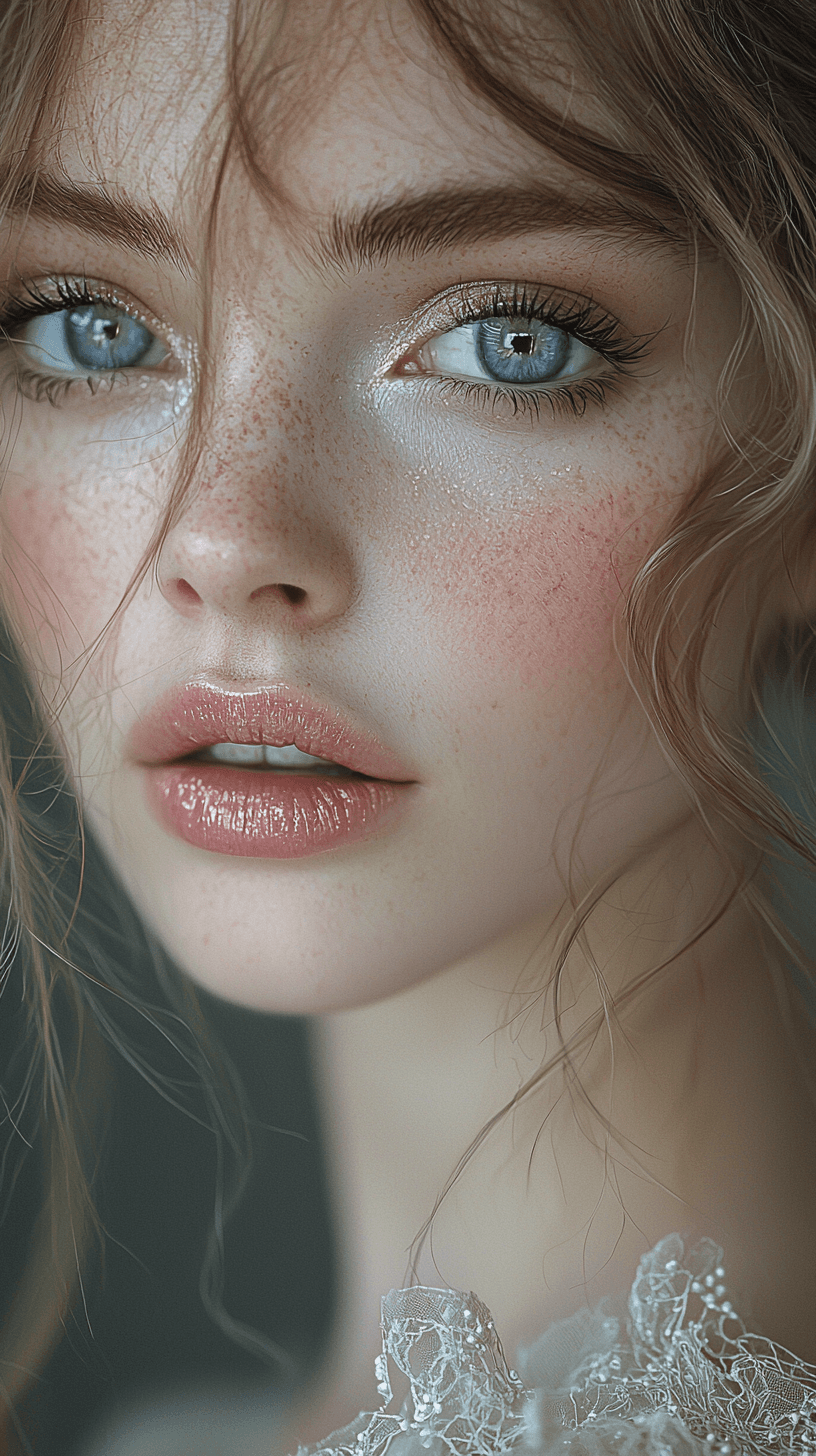 AI generated: A stunning portrait of a victorian era woman with beautifully enhanced lips, showcasing a subtle and...