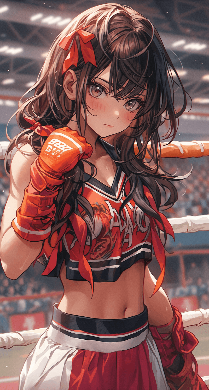 AI generated: a girl in karate attire in the ring, in the style of bold, manga-inspired characters, realistic fant...