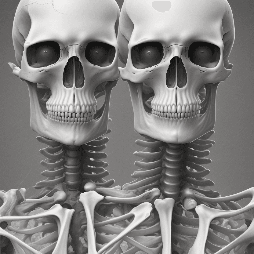 AI generated: Skeleton, in style of Laurie Lipton, white background, character concept design, half body --ar 2:3