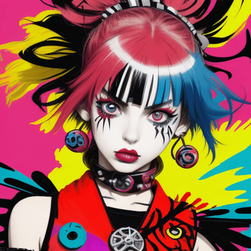 AI generated: The Rebellion meets abstract expressionism, close up shot of free-spirited girl, manga style, in vib...