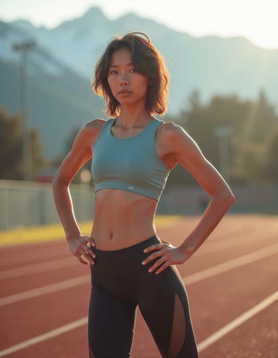 AI generated: photo of a 24 year old asian female elegant hostess, Smooth, peach-toned skin with a light flush, es...