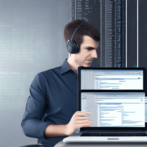 AI generated: Photo of a ultra realistic coder. Coding web development in office