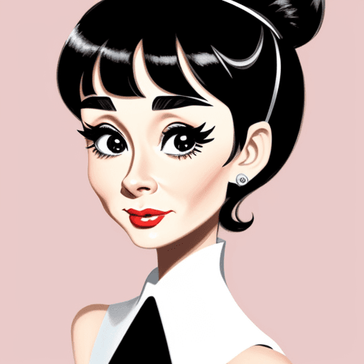 AI generated: Audrey Hepburn caricature  --niji 5