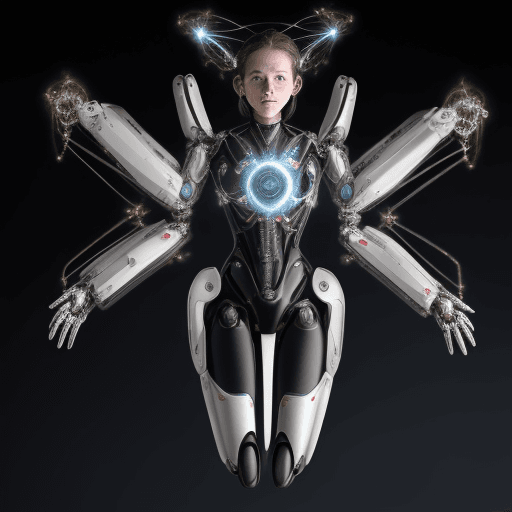 AI generated: je vous present l'exosquelette RITAX PRIM 21, derniere technologie humain et animaux reunis, en levi...