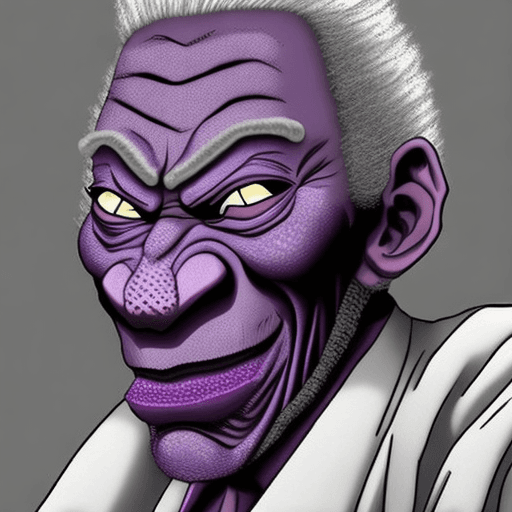 AI generated: orochimaru but with morgan freeman's face. Conserve orochimaru's snake like eyes, and the purple lin...