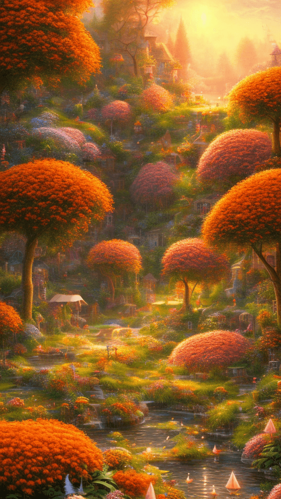 AI generated: summer landscape, orange color, Bokeh, insanely detailed and intricate, hypermaximalist, elegant, or...