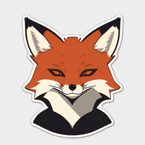 AI generated: sticker of a fox head, illustration style, simple, colorful with unnatural color palette
