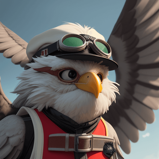 AI generated: Photo of a ultra realistic Swoop the Miami University mascot, wearing a world war one flying cap wit...
