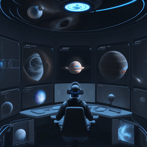 AI generated: Easy to manage account system, virtual reality where a person interacts with account interfaces floa...
