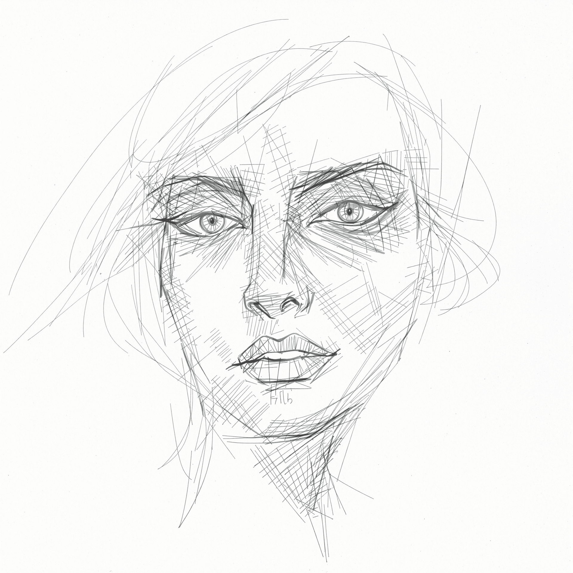 AI generated: sketch of a woman's face, expressive line-work, in the style of beautiful portraits --ar 35:64 --sty...